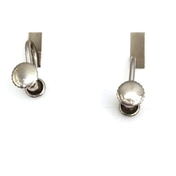 Vintage Silver Screw Back Earrings Floral Design - Picture 2 of 2